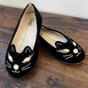 Baby Gap black velour kitty flats